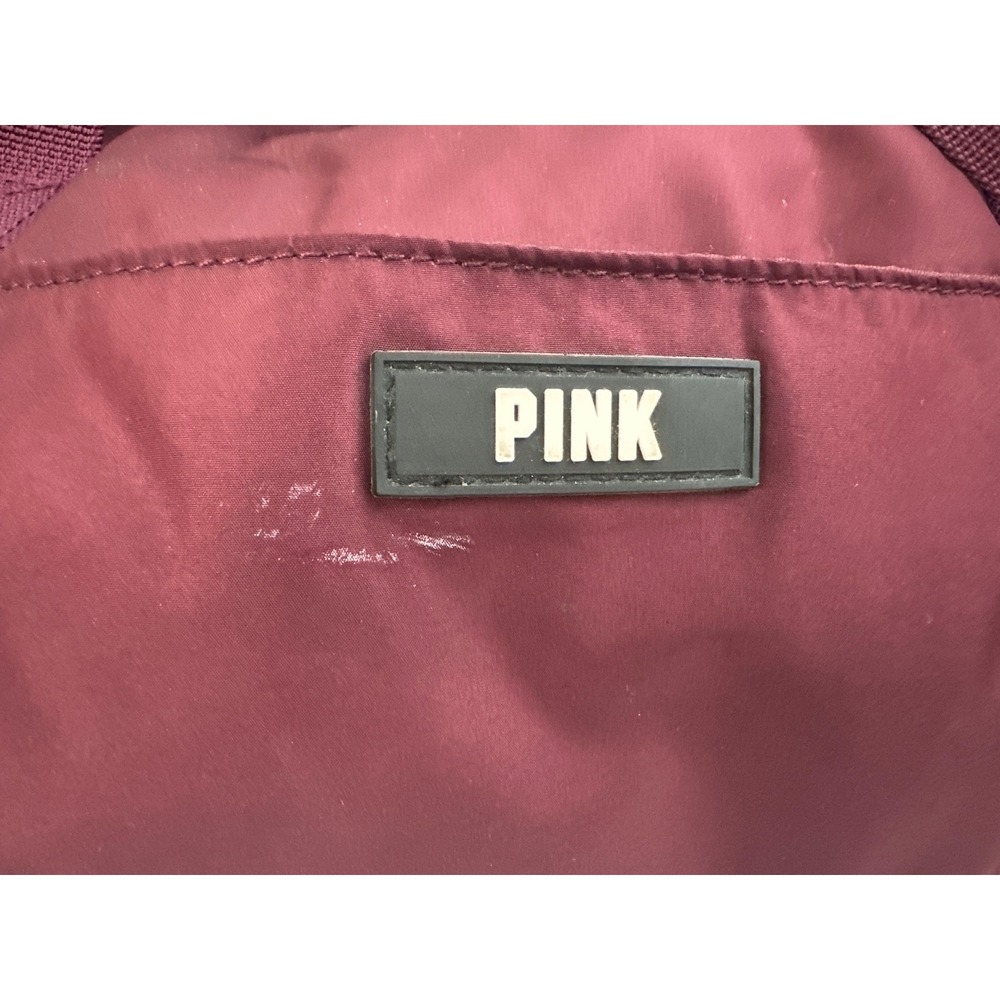 PINK by Victoria's Secret Duffle Bag Maroon Travel Gym Carry On Shoulder‎ Strap - Picture 2 of 11
